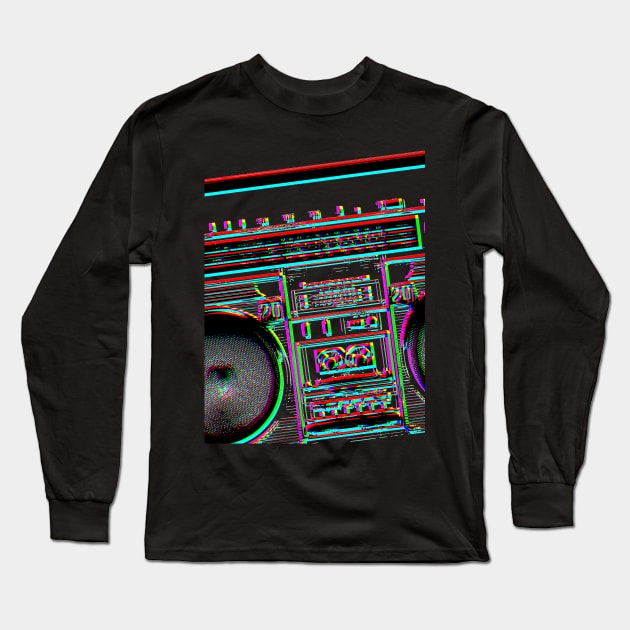 Retro Boom Box Long Sleeve T-Shirt by SmartCraftCo